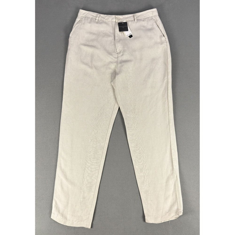 Magaschoni Pants Mens 34x31 Khaki Beige Linen Minimalist Resort Beach New